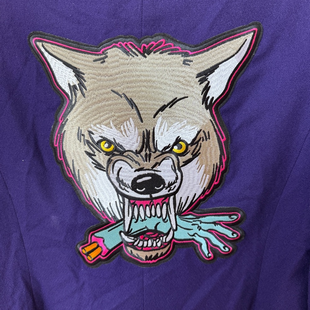 Custom Pendleton Vintage Purple Blazer with Wolf Zombie patch Size 10 - Picture 13 of 15